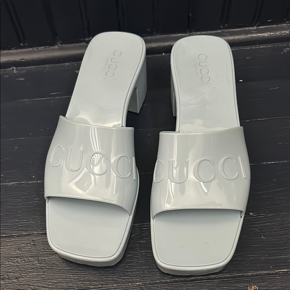 Gucci Women's Light Blue Slide Sandals